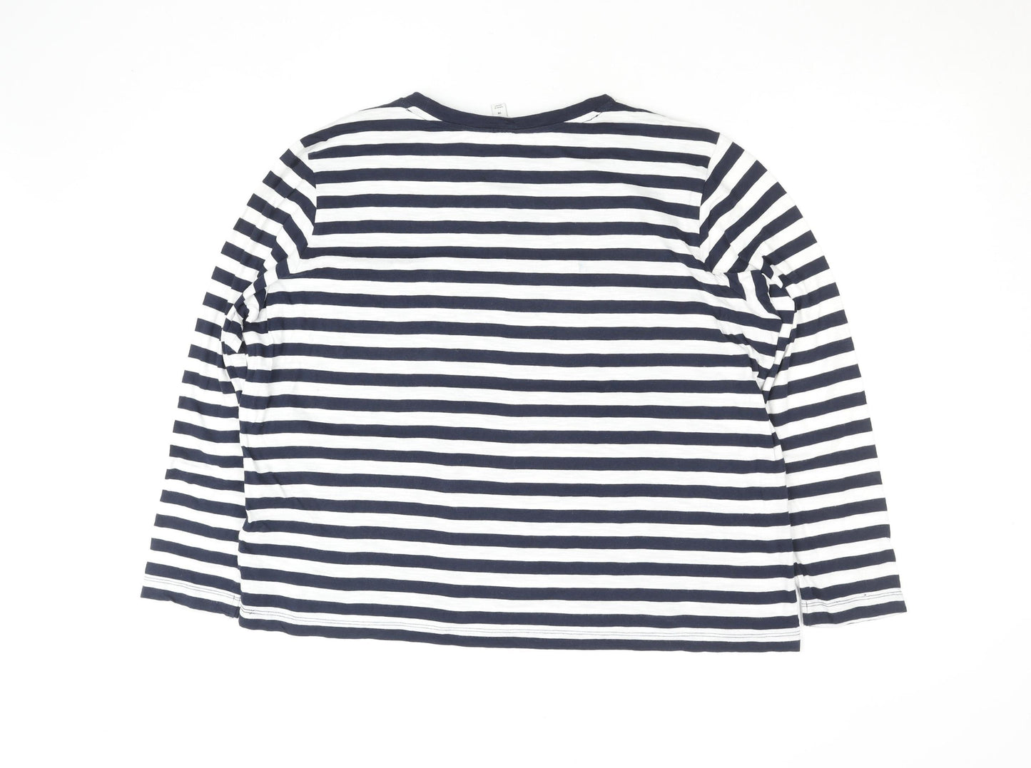 Marks and Spencer Women’s Blue Striped Long Sleeve Cotton T-Shirt Size 16