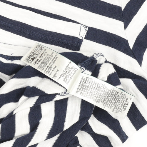 Marks and Spencer Women’s Blue Striped Long Sleeve Cotton T-Shirt Size 16
