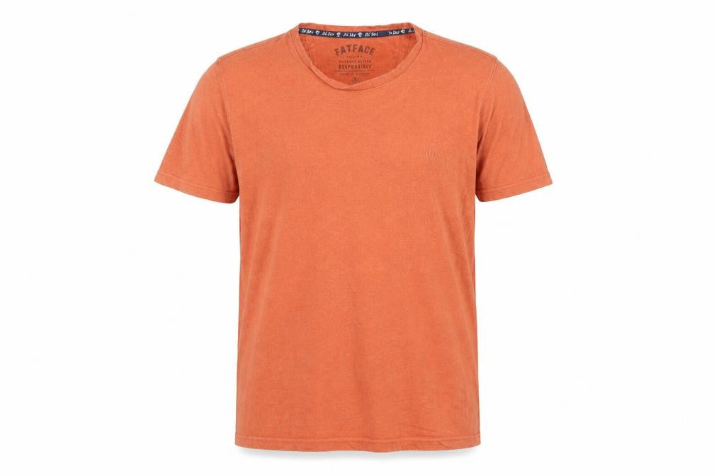 Front view of FatFace women’s orange cotton short sleeve basic t-shirt m