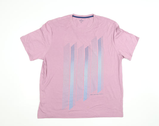 Next Men's Pink 2XL Geometric Graphic Crew Neck T-Shirt