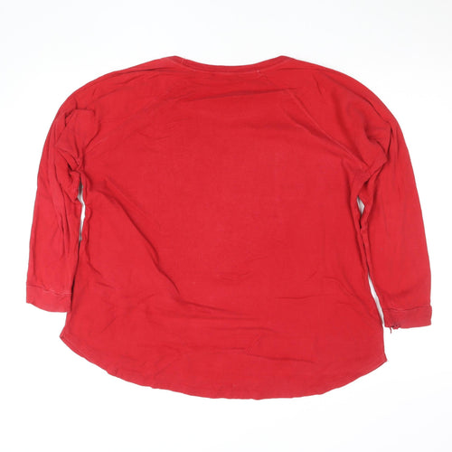 Next Women's Red Cotton Long Sleeve Heart T-Shirt Size 16