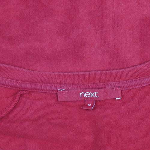 Next Women's Red Cotton Long Sleeve Heart T-Shirt Size 16