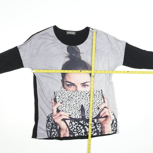 Urban Mist Women's Black Graphic 3/4 Sleeve Jersey T-Shirt Size M