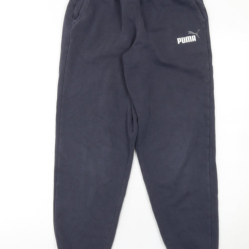 Puma Boys Blue Jogger Sweatpants 15-16 Years Elastic Waist Fleece Trousers