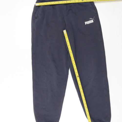 Puma Boys Blue Jogger Sweatpants 15-16 Years Elastic Waist Fleece Trousers