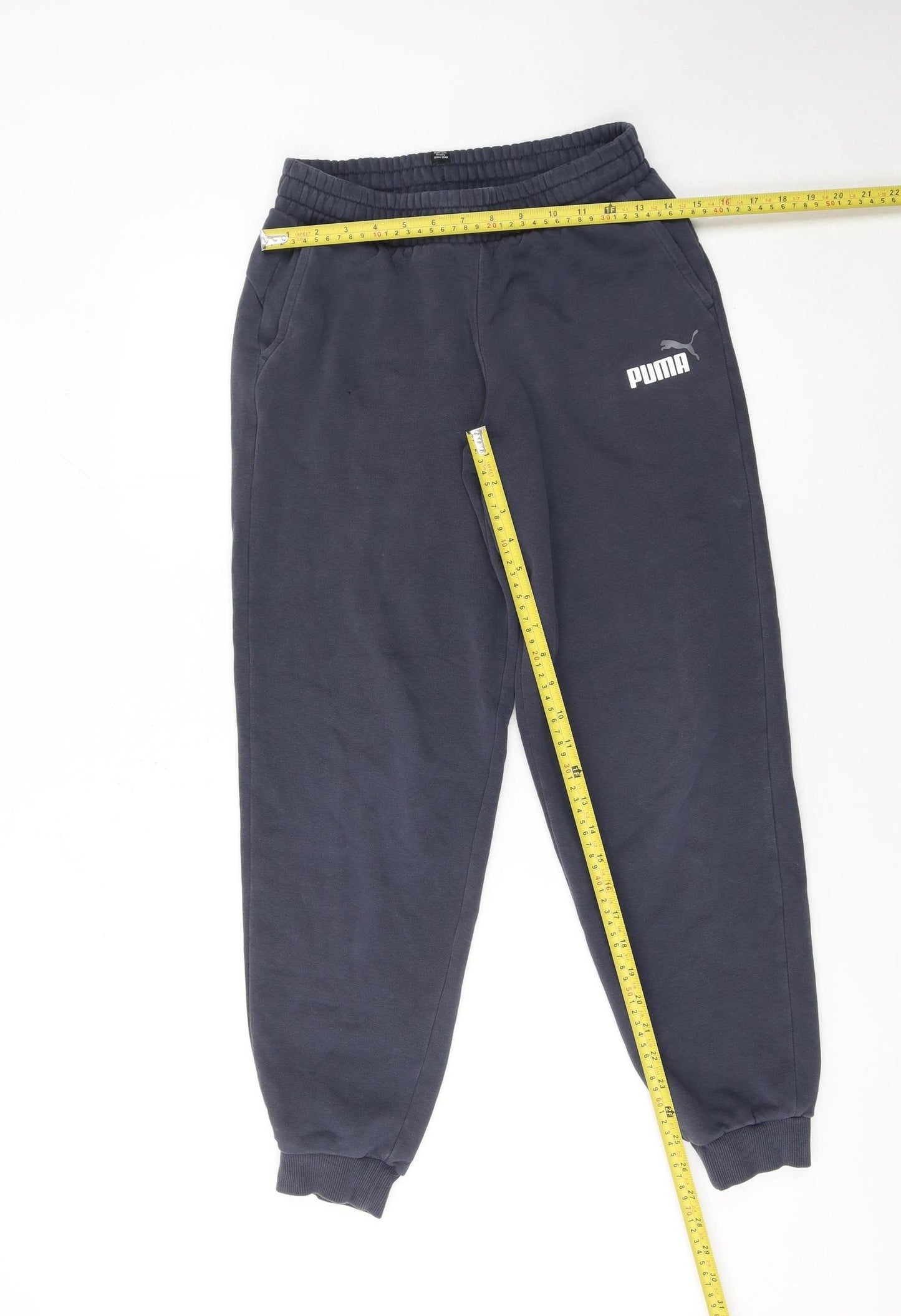 Puma Boys Blue Jogger Sweatpants 15-16 Years Elastic Waist Fleece Trousers