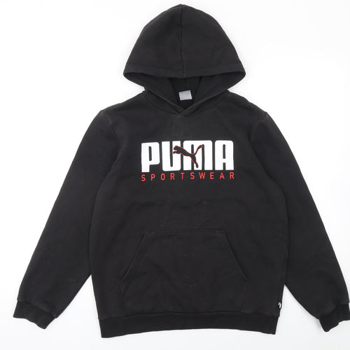 Puma Boys Black Pullover Hoodie 13-14 Years Graphic Sportswear