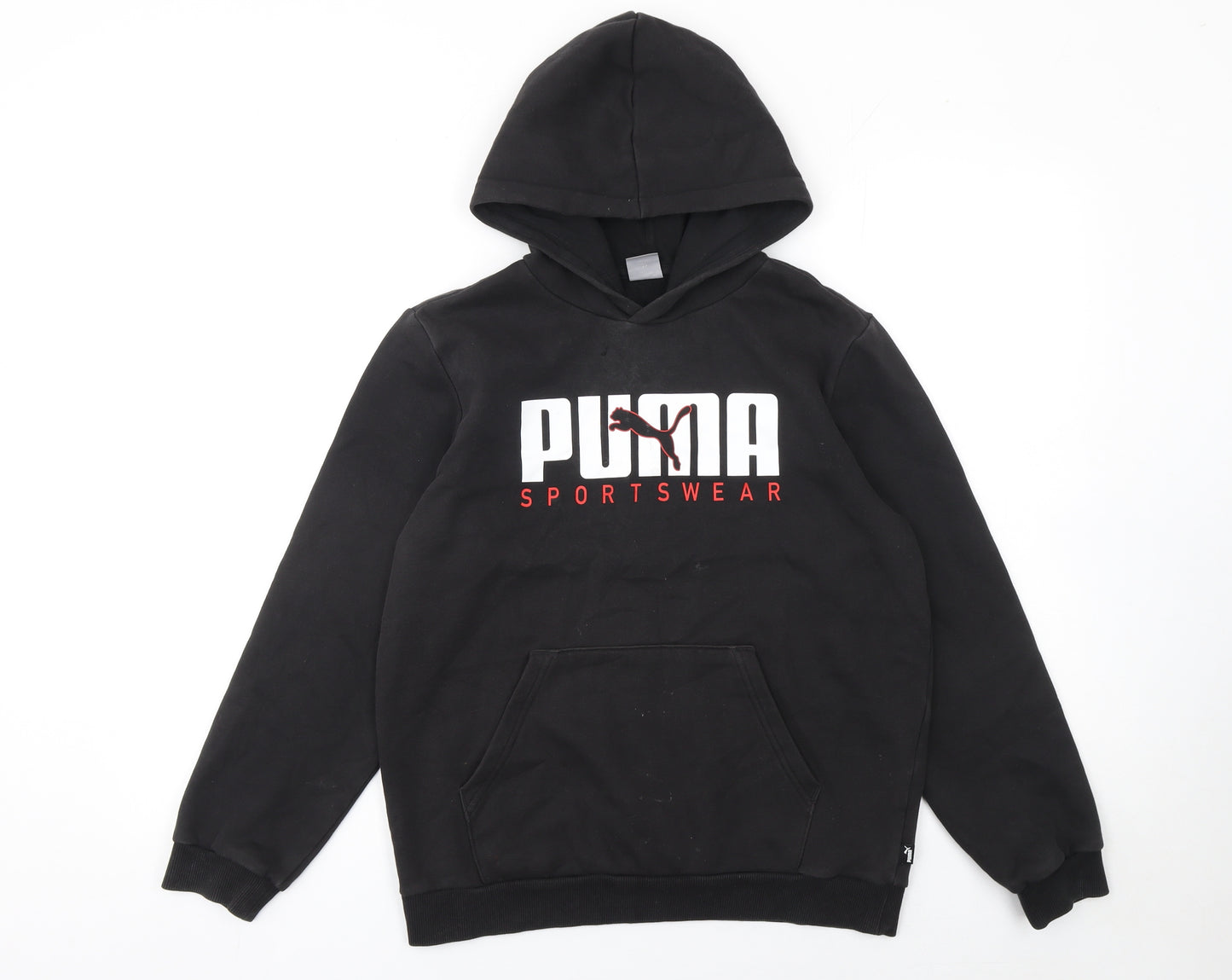 Puma Boys Black Pullover Hoodie 13-14 Years Graphic Sportswear