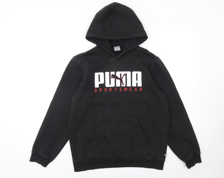 Puma Boys Black Pullover Hoodie 13-14 Years Graphic Sportswear
