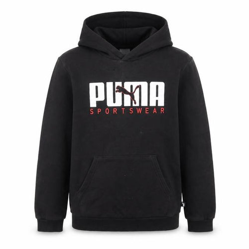 Puma Boys Black Pullover Hoodie 13-14 Years Graphic Sportswear