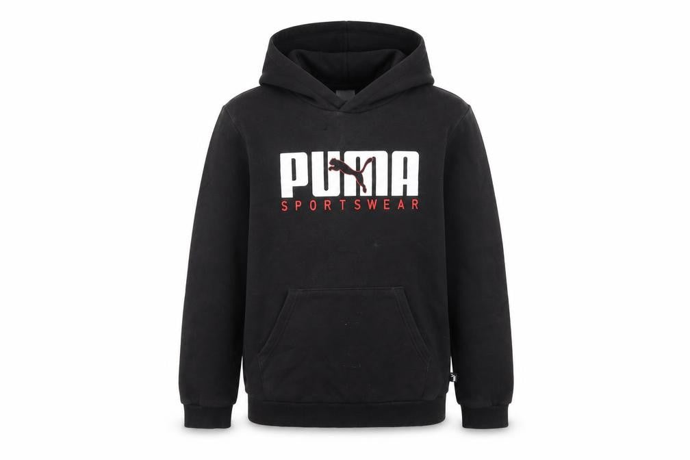 Puma Boys Black Pullover Hoodie 13-14 Years Graphic Sportswear
