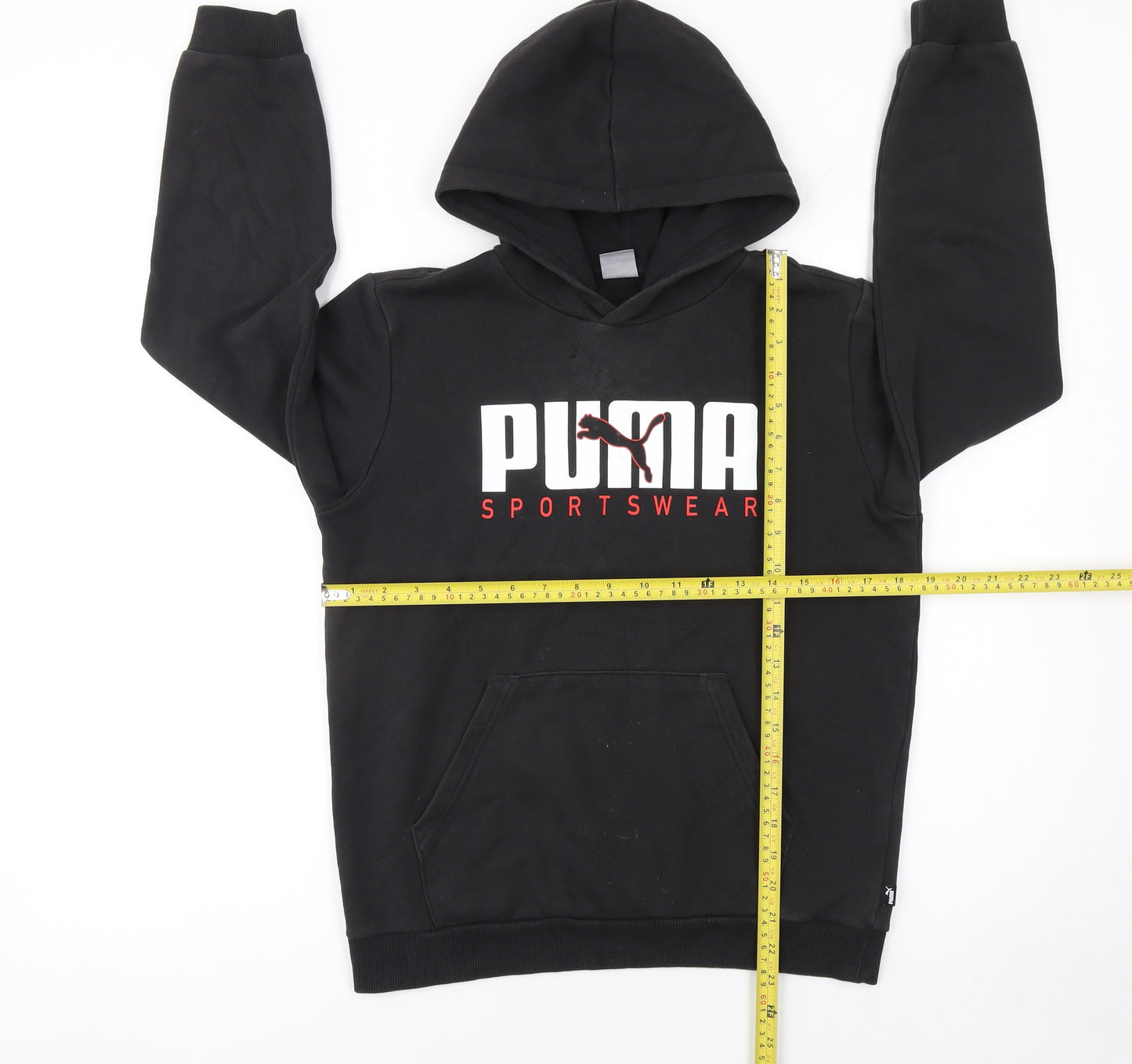 Puma Boys Black Pullover Hoodie 13-14 Years Graphic Sportswear