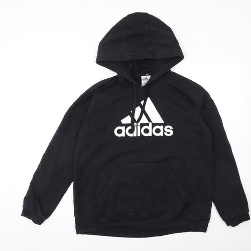 Adidas Women Black Small Pullover Hoodie Sweatshirt Cotton Logo
