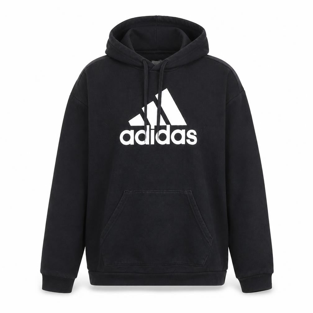 Front view of Adidas Women Black Small Pullover Hoodie Sweatshirt Cotton Logo