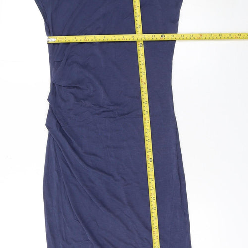 Topshop Women's Blue Bodycon Jersey Knee Length Dress UK 8