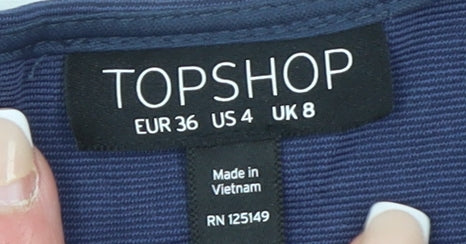 Topshop Women's Blue Bodycon Jersey Knee Length Dress UK 8