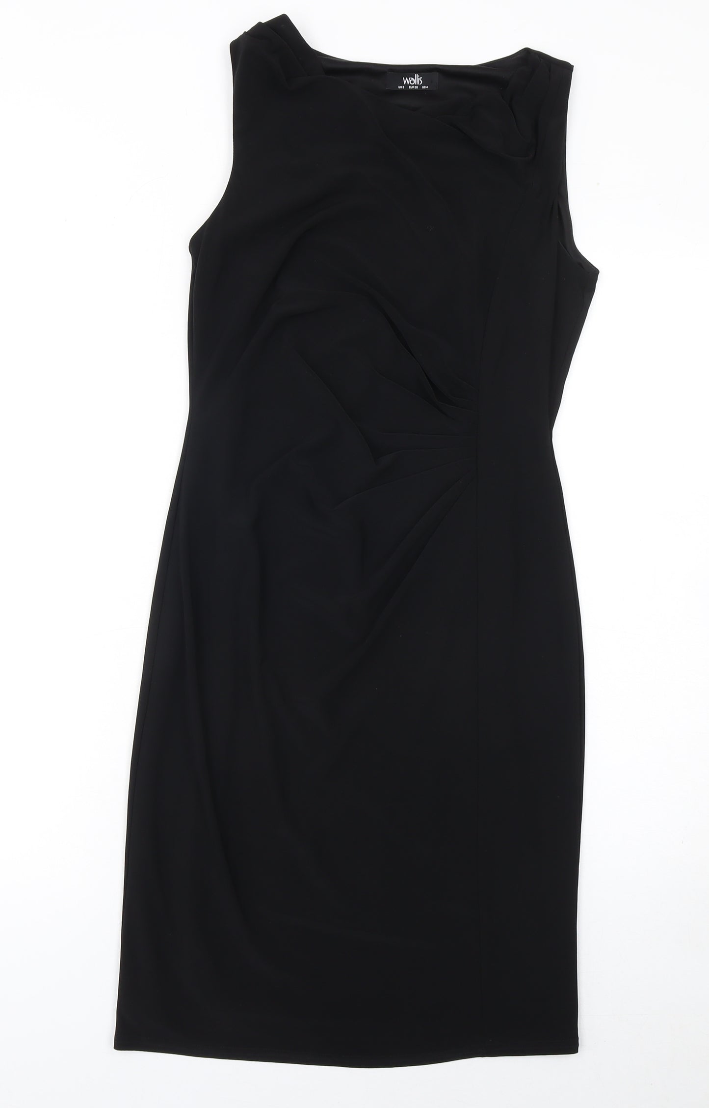 Wallis Women's Black Size 8 Sleeveless Sheath Knee Length Dress