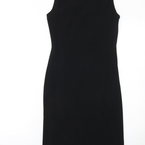 Wallis Women's Black Size 8 Sleeveless Sheath Knee Length Dress