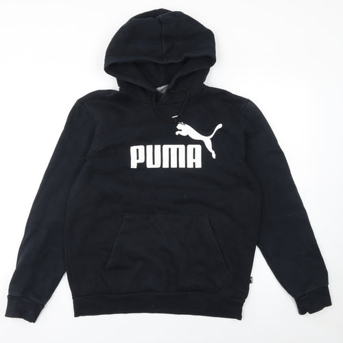 Puma Men's Black Pullover Hoodie Size S Logo Fleece Sweatshirt