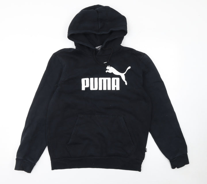 Puma Men's Black Pullover Hoodie Size S Logo Fleece Sweatshirt