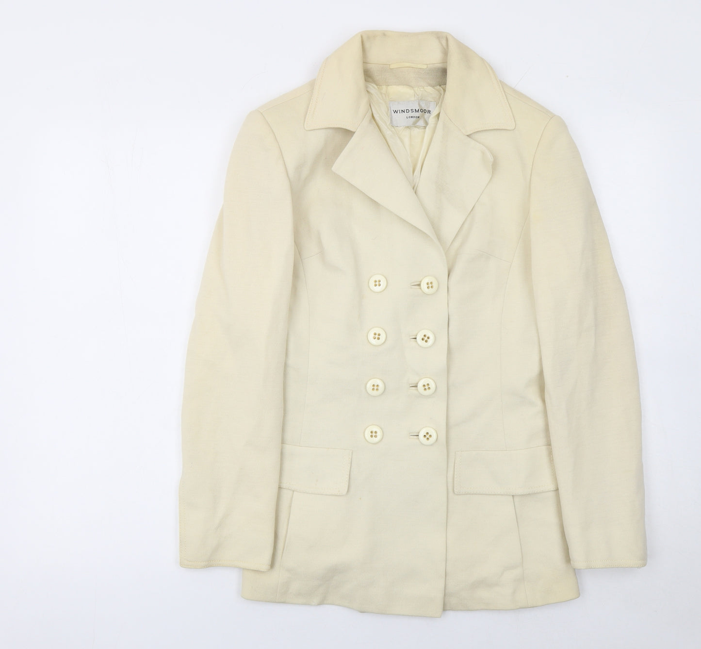 Windsmoor Women’s Ivory Wool Double-Breasted Blazer UK 12 Classic Tailored Jacket