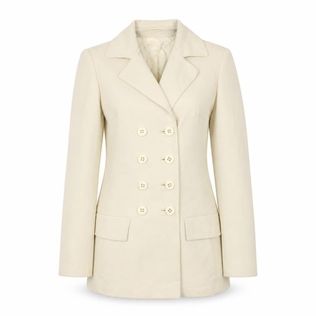 Windsmoor Women’s Ivory Wool Double-Breasted Blazer UK 12 Classic Tailored Jacket