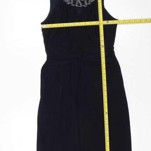 Wallis Women's Black Beaded Sheath Party Dress Size 8