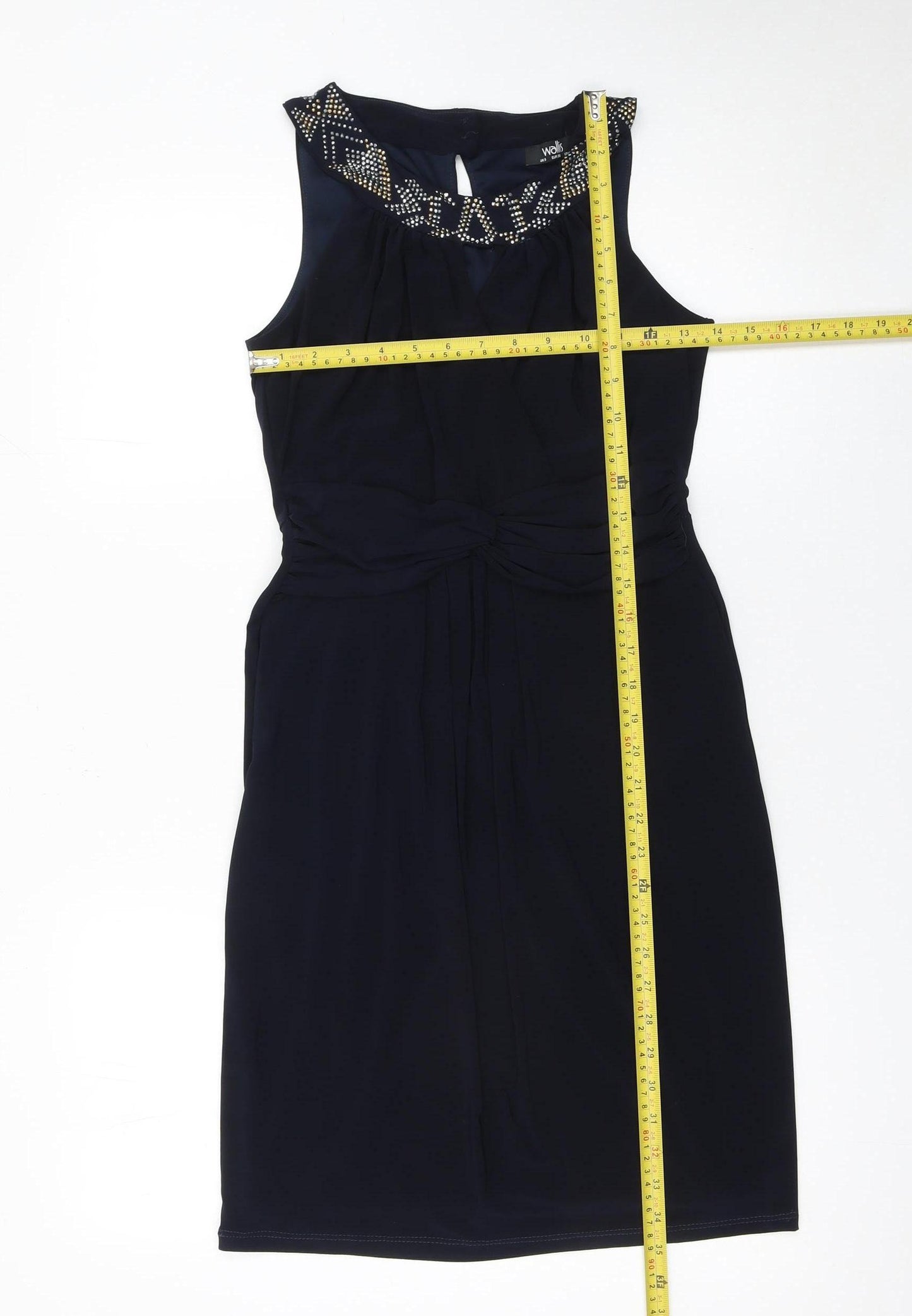 Wallis Women's Black Beaded Sheath Party Dress Size 8