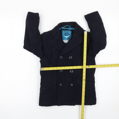 Next Boys Blue Wool Blend Double-Breasted Pea Coat 5 Years
