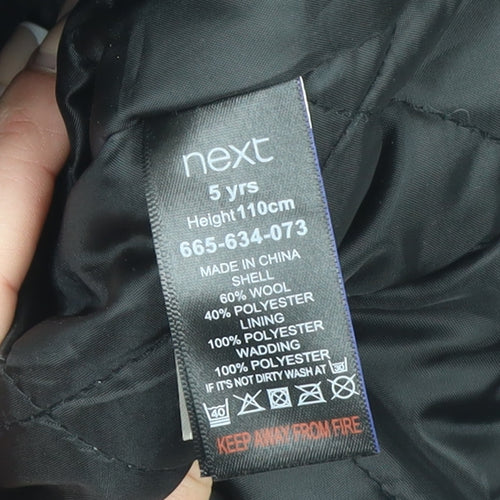 Next Boys Blue Wool Blend Double-Breasted Pea Coat 5 Years