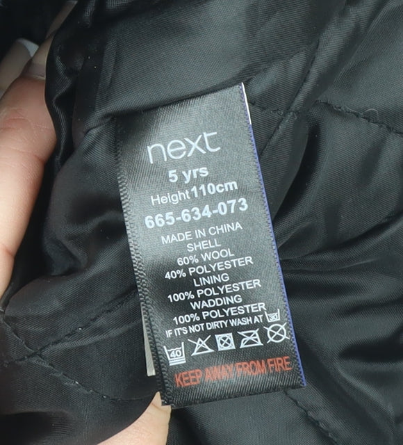 Next Boys Blue Wool Blend Double-Breasted Pea Coat 5 Years