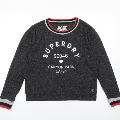 Superdry Womens Grey Crew Neck Sweatshirt Size 10 Regular Fit