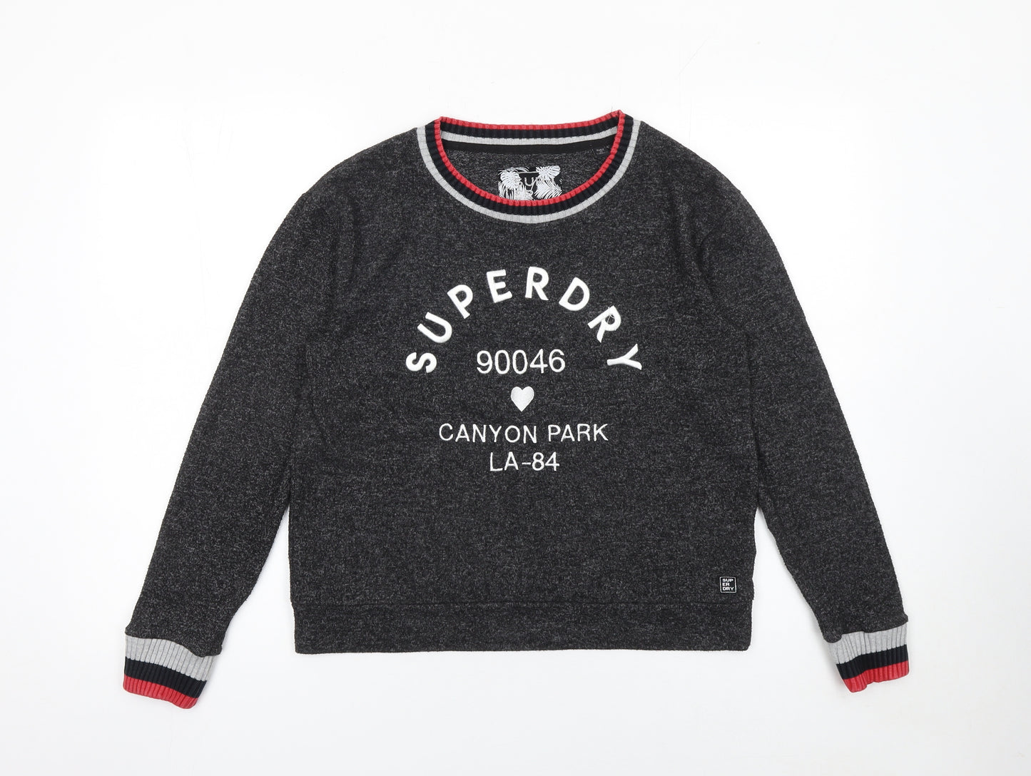 Superdry Womens Grey Crew Neck Sweatshirt Size 10 Regular Fit