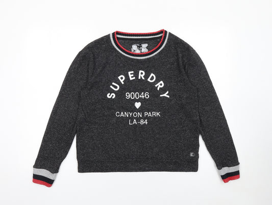 Superdry Womens Grey Crew Neck Sweatshirt Size 10 Regular Fit