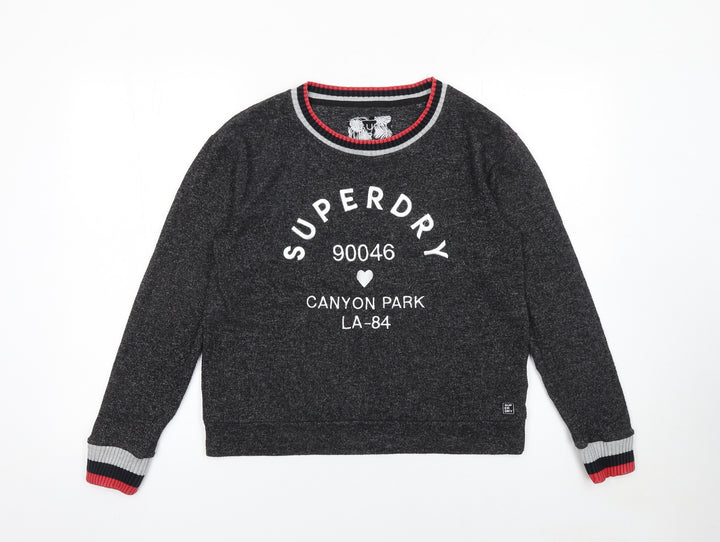 Superdry Womens Grey Crew Neck Sweatshirt Size 10 Regular Fit