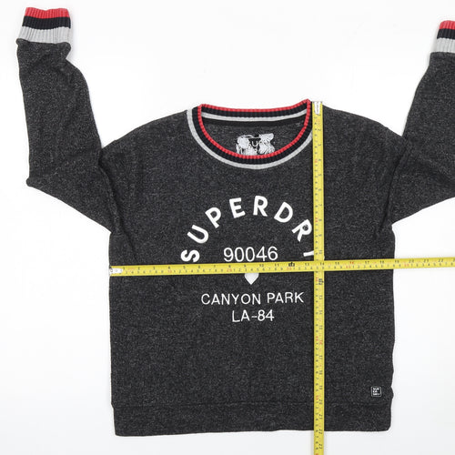 Superdry Womens Grey Crew Neck Sweatshirt Size 10 Regular Fit