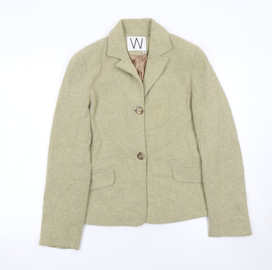 W Womens Beige Wool Blend Two-Button Blazer UK 10 Tailored Jacket
