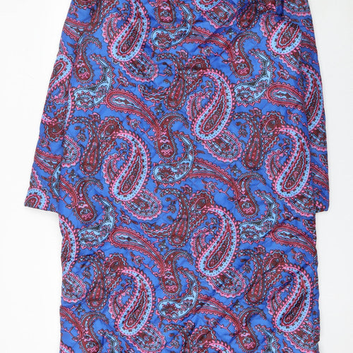 Coopers of Stortford Women Blue Quilted Long Coat L Paisley Zip