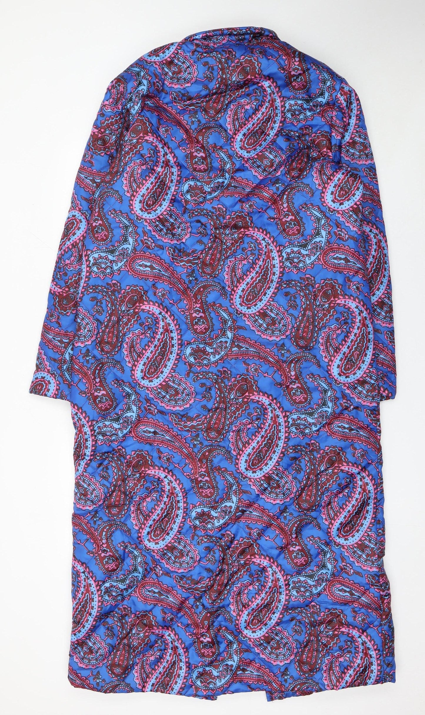 Coopers of Stortford Women Blue Quilted Long Coat L Paisley Zip