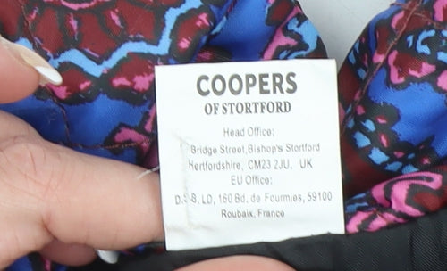 Coopers of Stortford Women Blue Quilted Long Coat L Paisley Zip