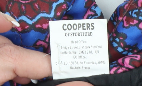 Coopers of Stortford Women Blue Quilted Long Coat L Paisley Zip