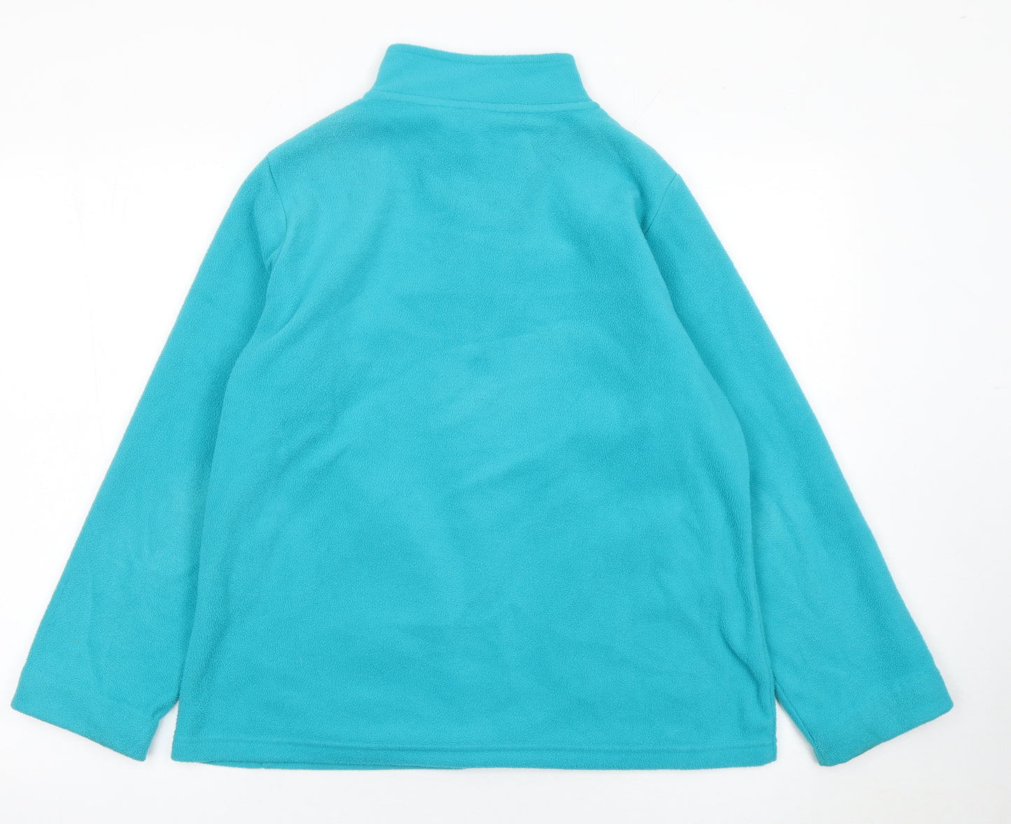 Isle Essentials Womens Blue Fleece Mid-Length Full Zip Jacket Size 14-16