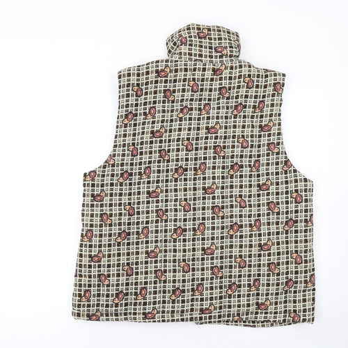 Widon Collection Womens Beige 2XL Patterned Zip Waistcoat Jacket