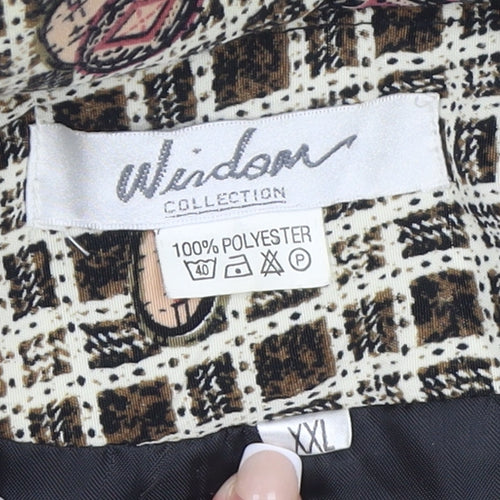 Widon Collection Womens Beige 2XL Patterned Zip Waistcoat Jacket