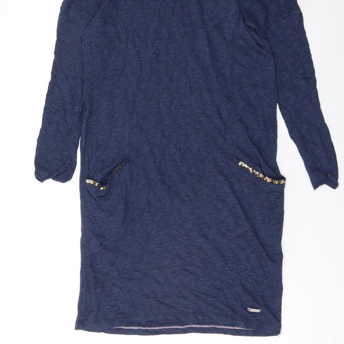 Superdry Women Blue Sequin Pocket Shift Dress Size S