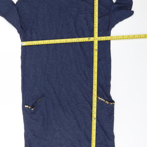 Superdry Women Blue Sequin Pocket Shift Dress Size S