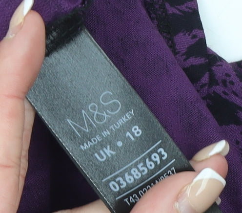 Marks and Spencer Women’s Purple Leopard Print Tunic Top Size 18