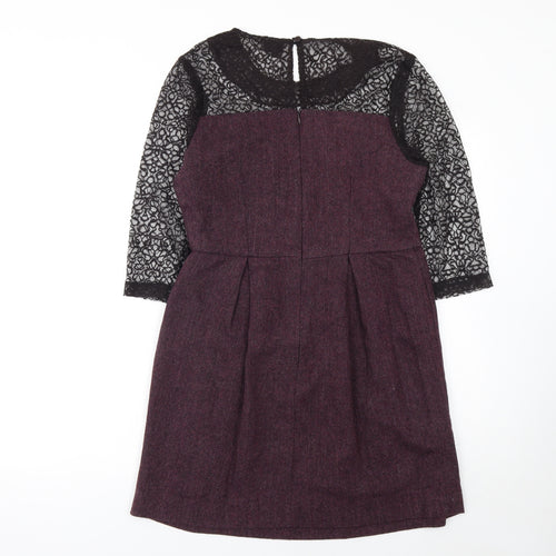 Kushi Womens Purple Lace Fit & Flare Dress Size 12