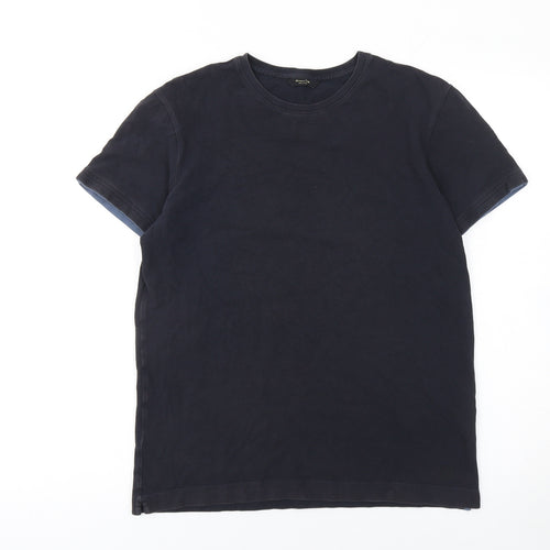 Massimo Dutti Men's Black Cotton Crew Neck Short Sleeve T-Shirt Size S