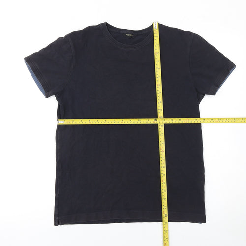 Massimo Dutti Men's Black Cotton Crew Neck Short Sleeve T-Shirt Size S